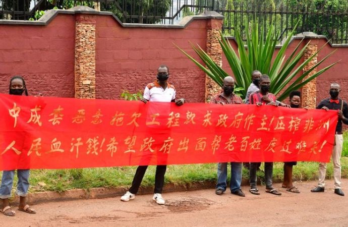 Ugandans Protest Over Delayed Salaries At The Chinese Embassy.